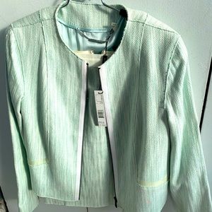 Elie Tahari vintage suit light blue with Leather trim, brand new